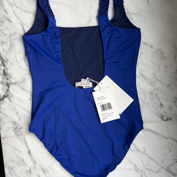 LAFAYETTE 148 Braided Strap Reversible One-piece Swimsuit In Lapis Blue, XS, NEW - Picture 2 of 6